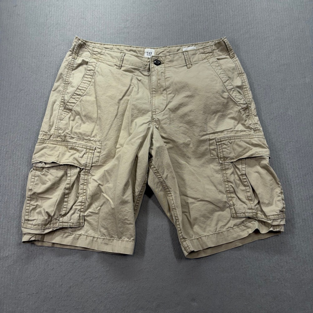 Gap Cargo Shorts Mens 32 Khaki Tan Cotton Twill Utility Regular Fit